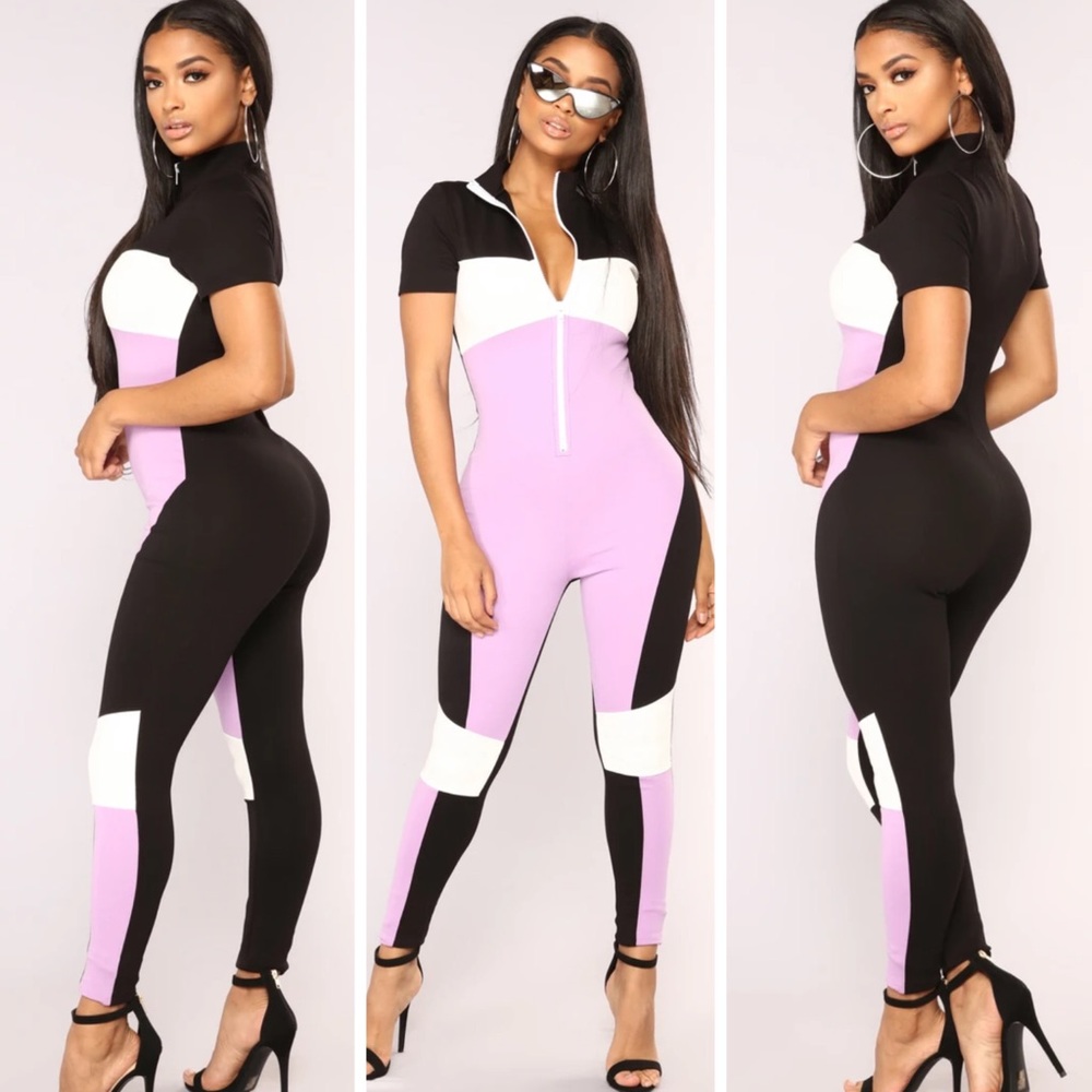 Last Lap Colorblock Jumpsuit - Lavender